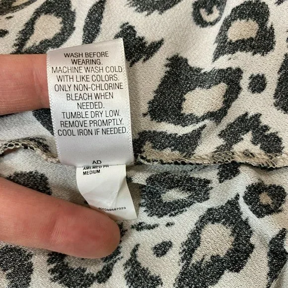 Dana Buchman Dress M Leopard Floral 3/4 Bell Sleeve Beige Tan Purple - Picture 10 of 11